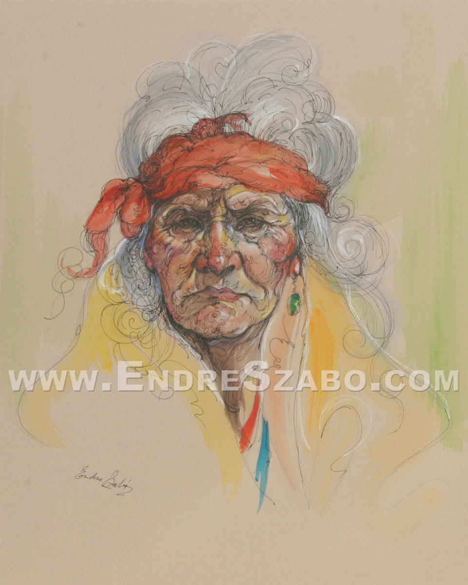Old West Romani Woman Corauni, Original Mixed Media Art